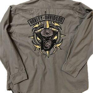 Harley-Davidson Men's Gray Shirt Jacket with Engine Graphic